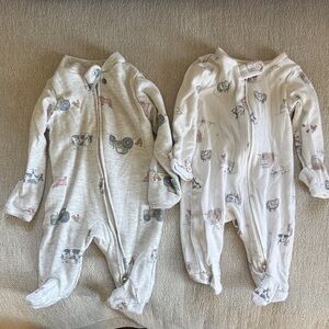 Carter's Gray and Cream Animal Print Footies